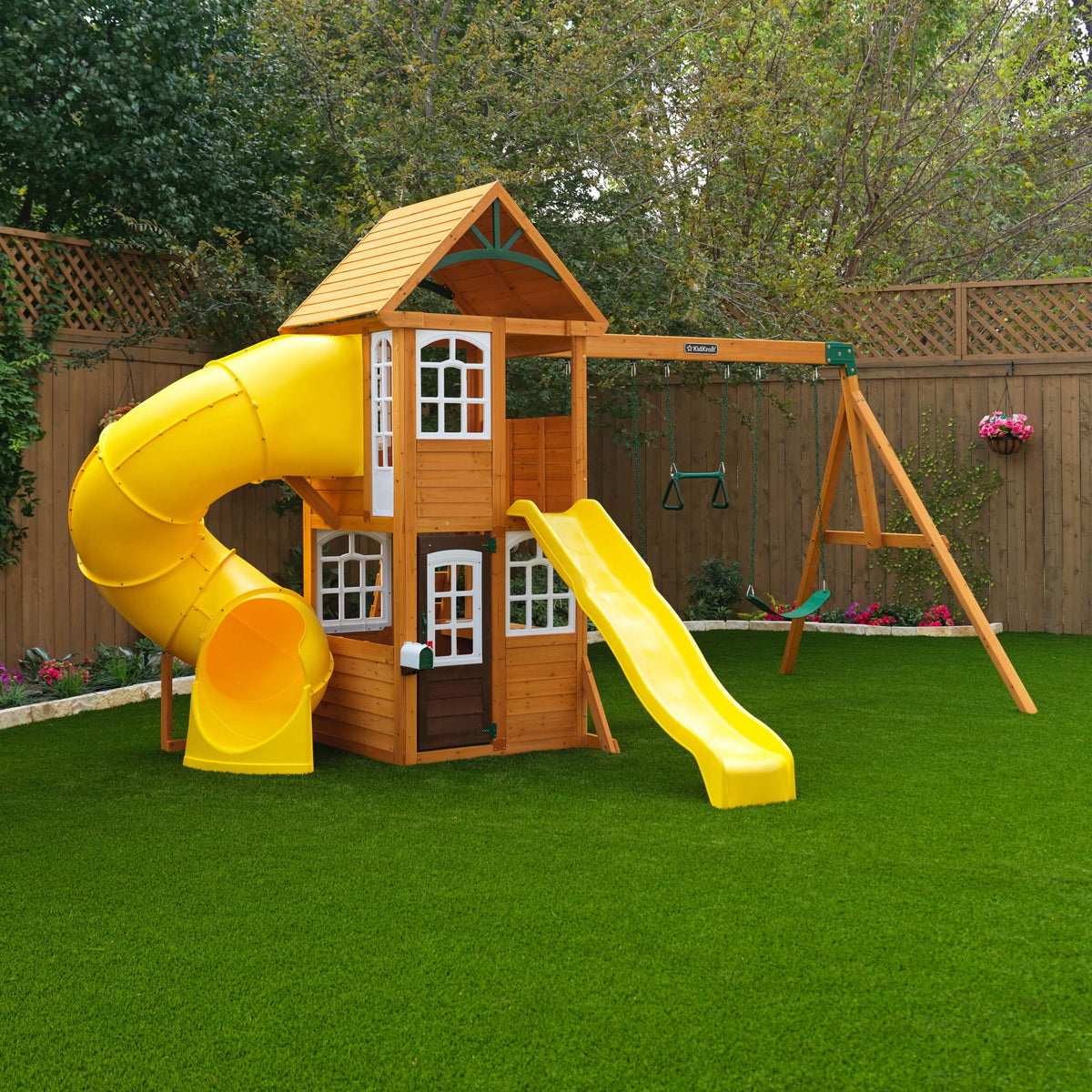 Wooden Swing Set with Slide and Play Kitchen V87360