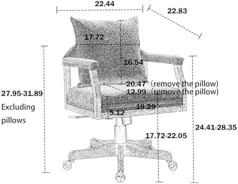 Black Boucle Desk Chair with Wheels and Wood Legs F6286