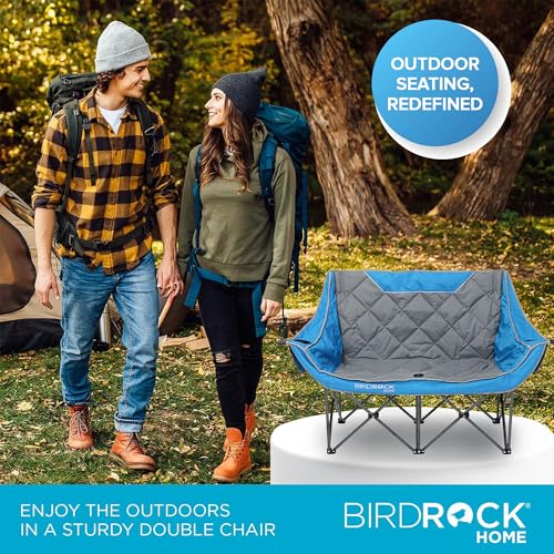 Double Camping Chair with Cup Holders, Blue & Grey G435919