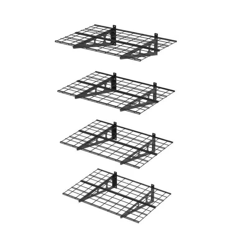 Steel Garage Wall Shelf in Black (4-Pack) V857