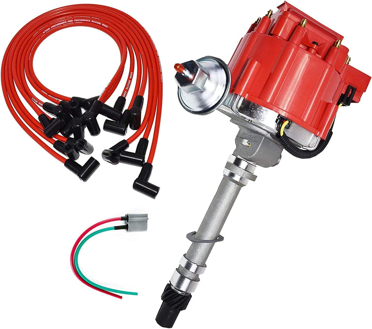 HEI Distributor, 8.0mm Spark Plug Wires, and Pigtail Harness X165982