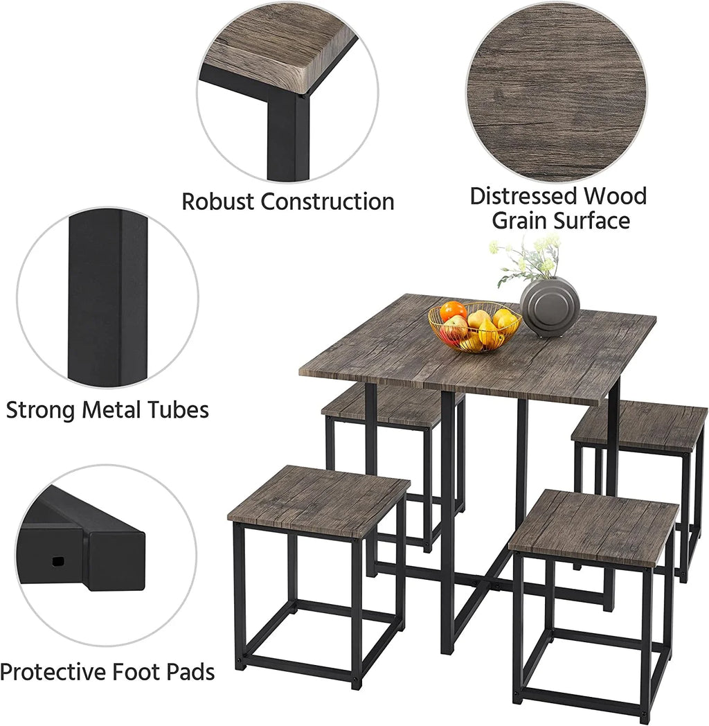 5-Piece Dining Table Set with 4 Stools G483410