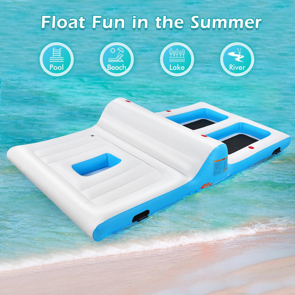 Inflatable Island Floating Lounge Raft with Electric Air Pump P241620