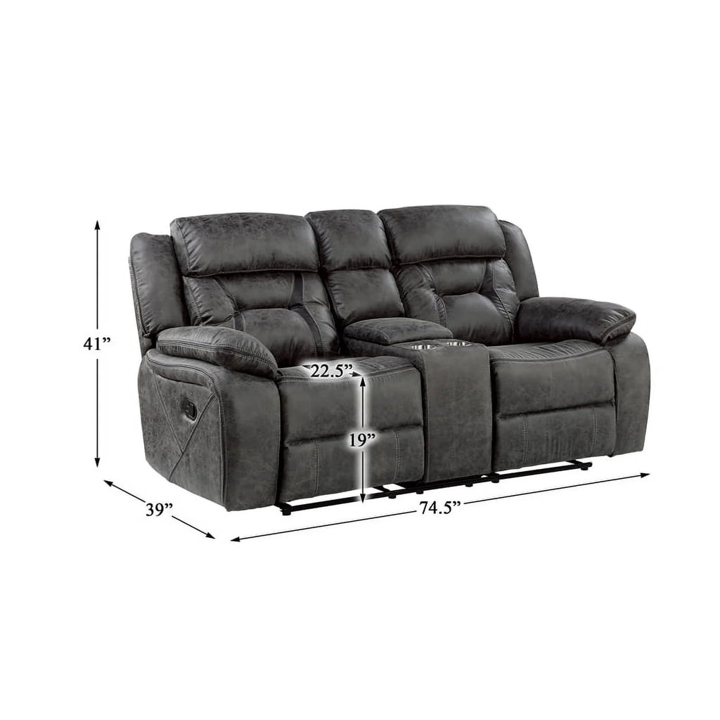 Gray Microfiber 2-Piece Reclining Sofa Set C882