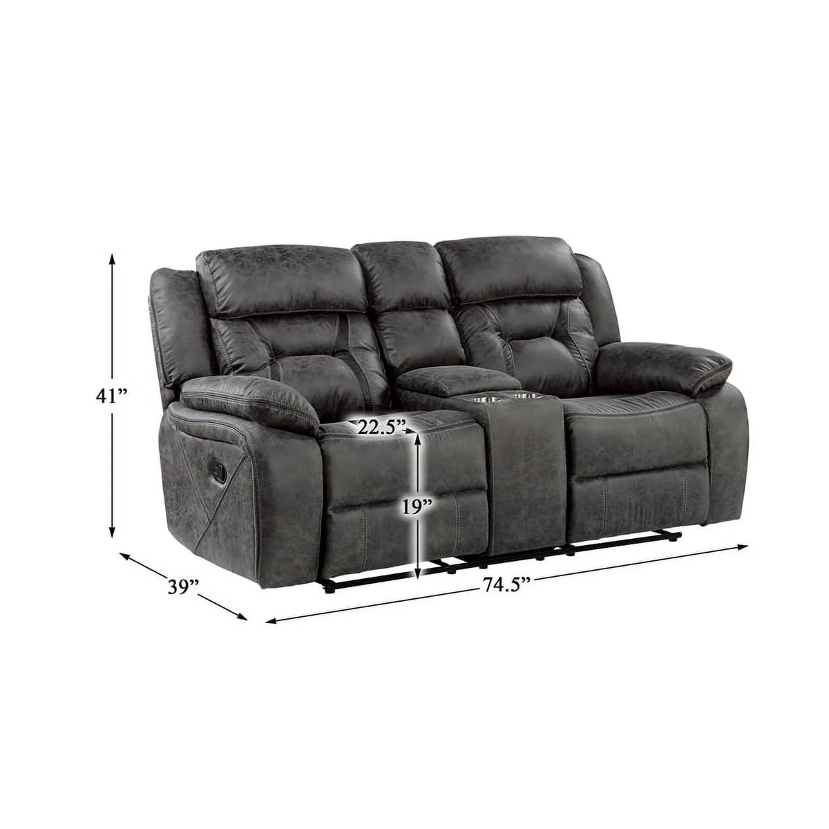 Gray Microfiber 2-Piece Reclining Sofa Set C882