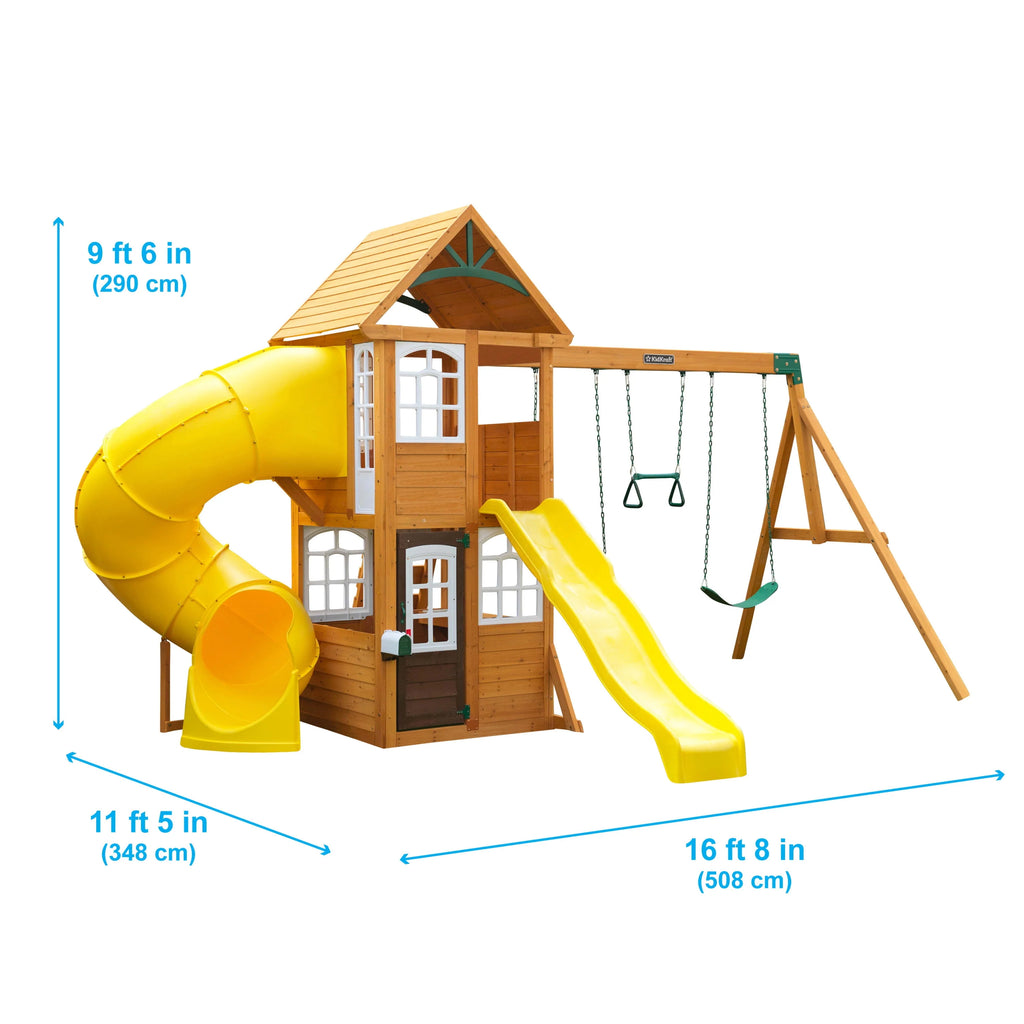 Wooden Swing Set with Slide and Play Kitchen V87360