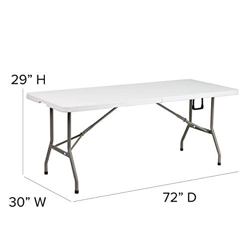 6' White Rectangular Plastic Folding Table V13969
