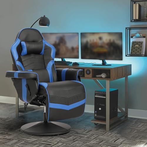 Black Grey Gaming Chair with Footrest and Massage K134118