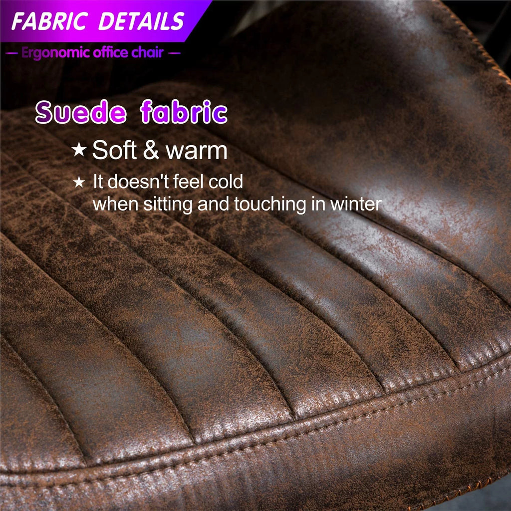 Brown Suede Fabric Ergonomic Office Chair with Lumbar Support V406992