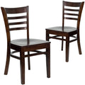 2 Pack Ladder Back Walnut Wood Chair X7848