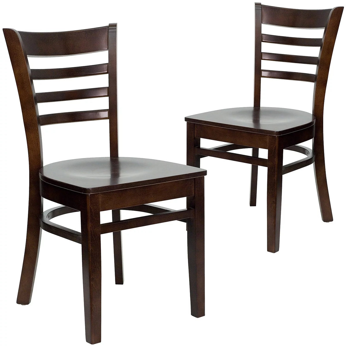 2 Pack Ladder Back Walnut Wood Chair X7848