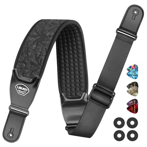3.5" Wide Padded Adjustable Guitar Strap with Strap Locks E545819