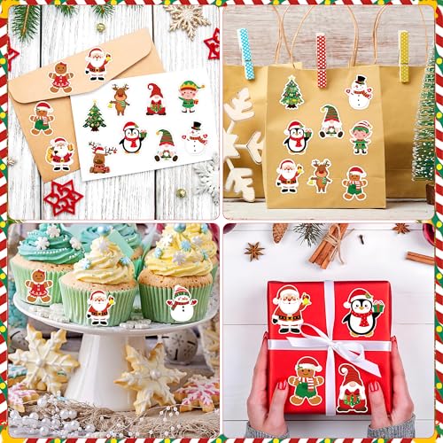 1200 Pcs Christmas Stickers Roll 1.5 Inch Self Adhesive 16 Designs H63349