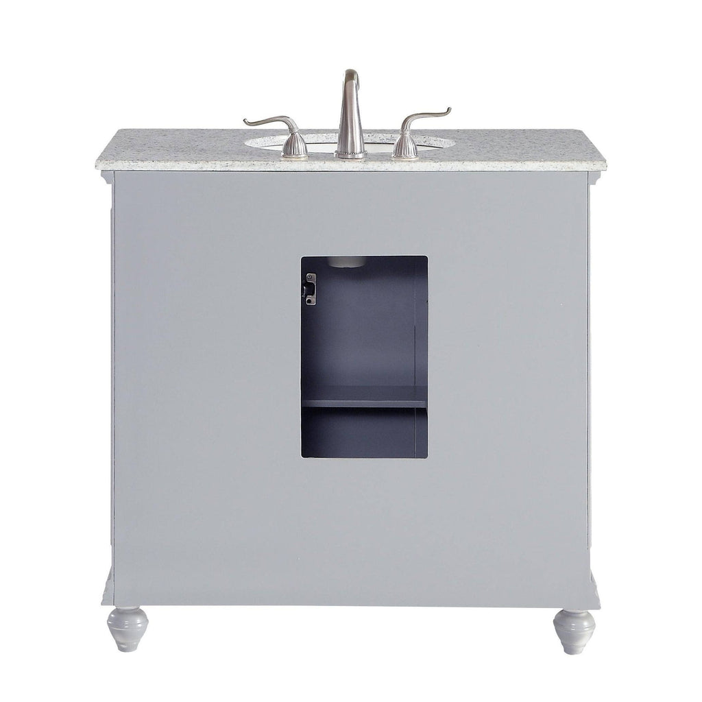 Grey 18 inch Bathroom Vanity Cabinet Set with Granite Top T2343