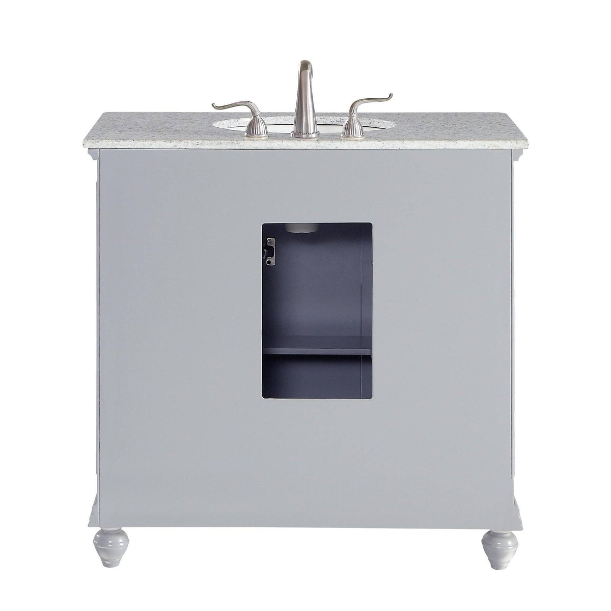 Grey 18 inch Bathroom Vanity Cabinet Set with Granite Top T2343