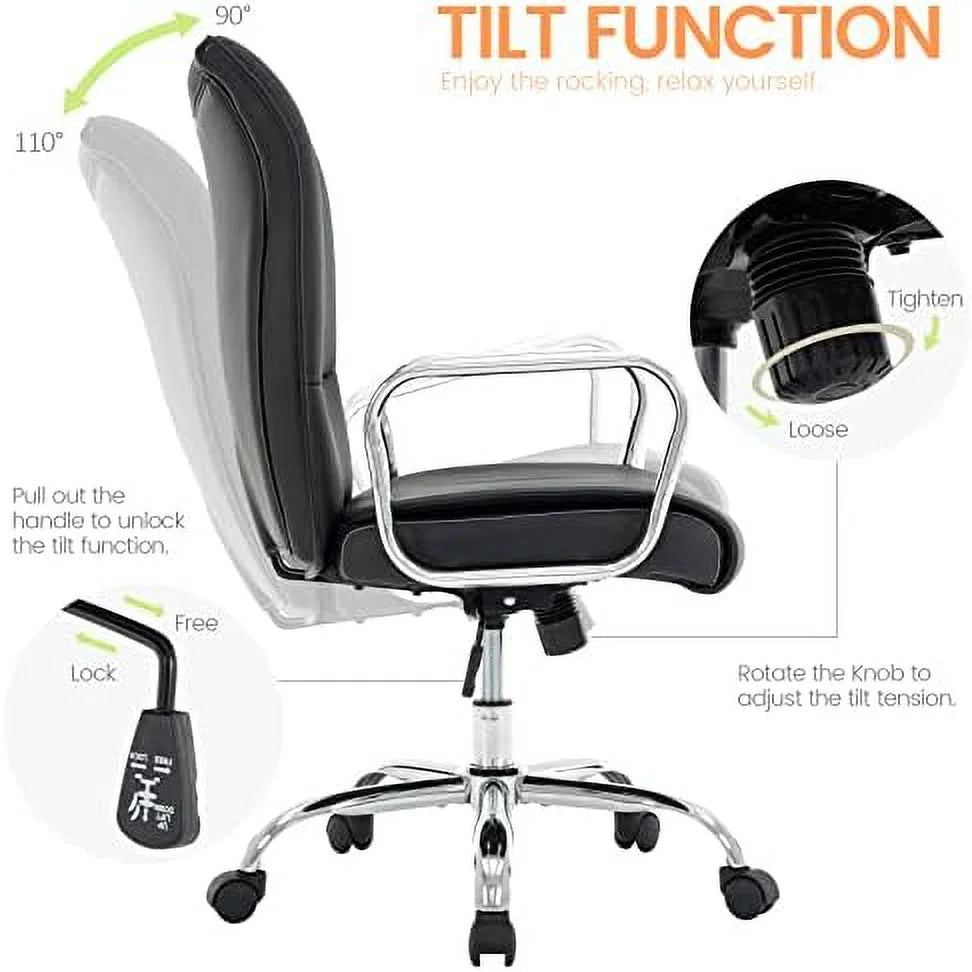 Pink Upholstered PU Leather Office Chair with Arms Q7623