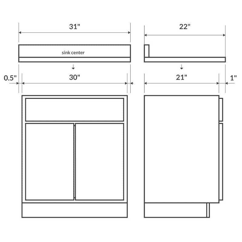Absolute Black Granite Vanity Top 31 in x 22 in with Backsplash H49574
