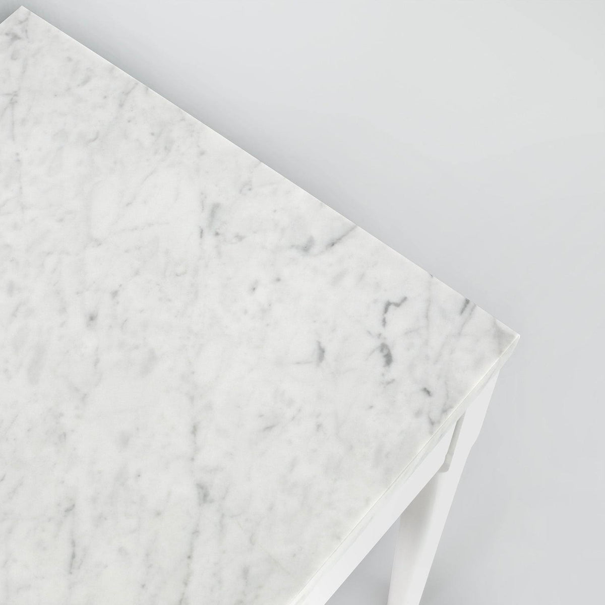 Square Italian Carrara White Marble Side Table with Legs - Tan G8240