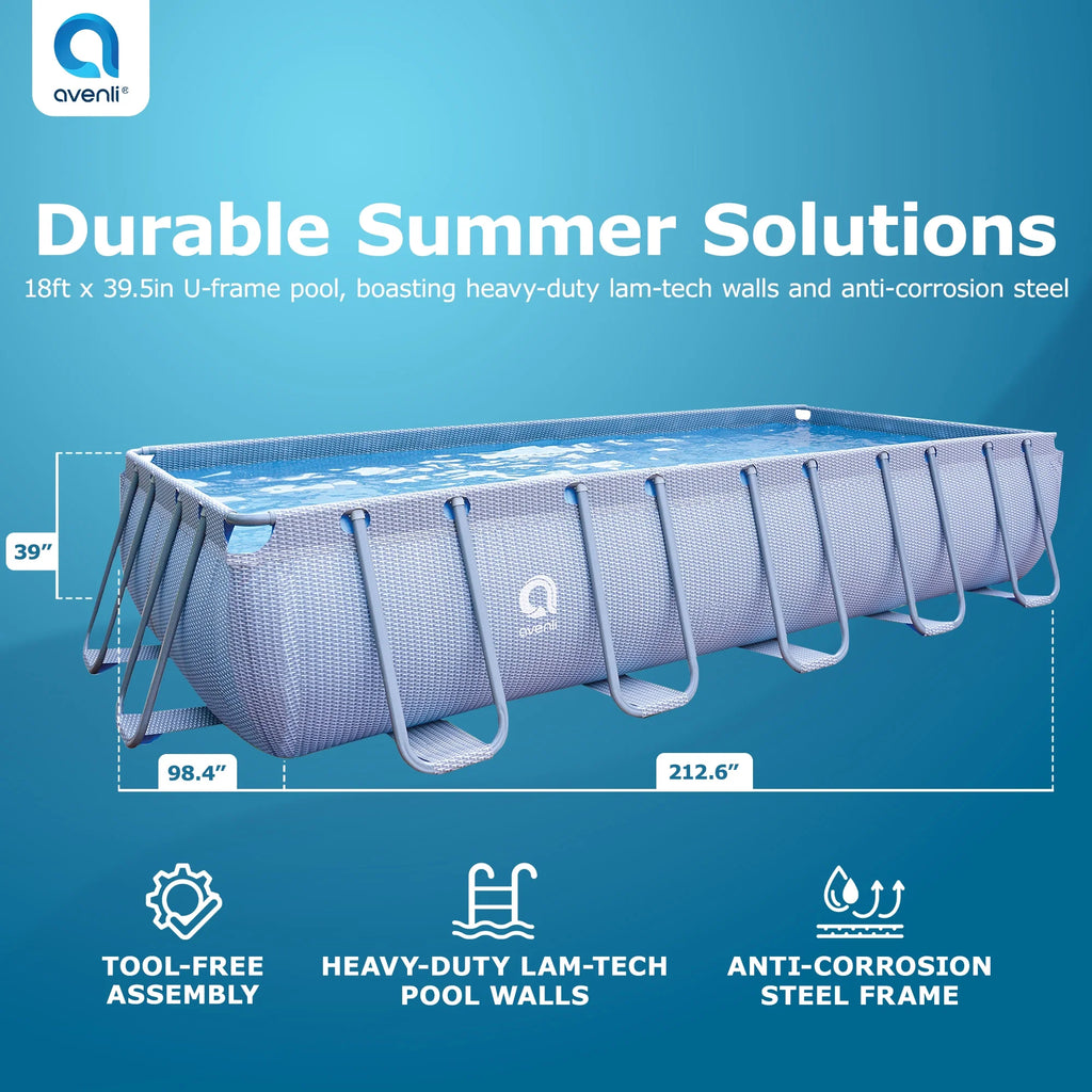 18 Foot x 39.5 Inch Rectangle Above Ground Swimming Pool C27690