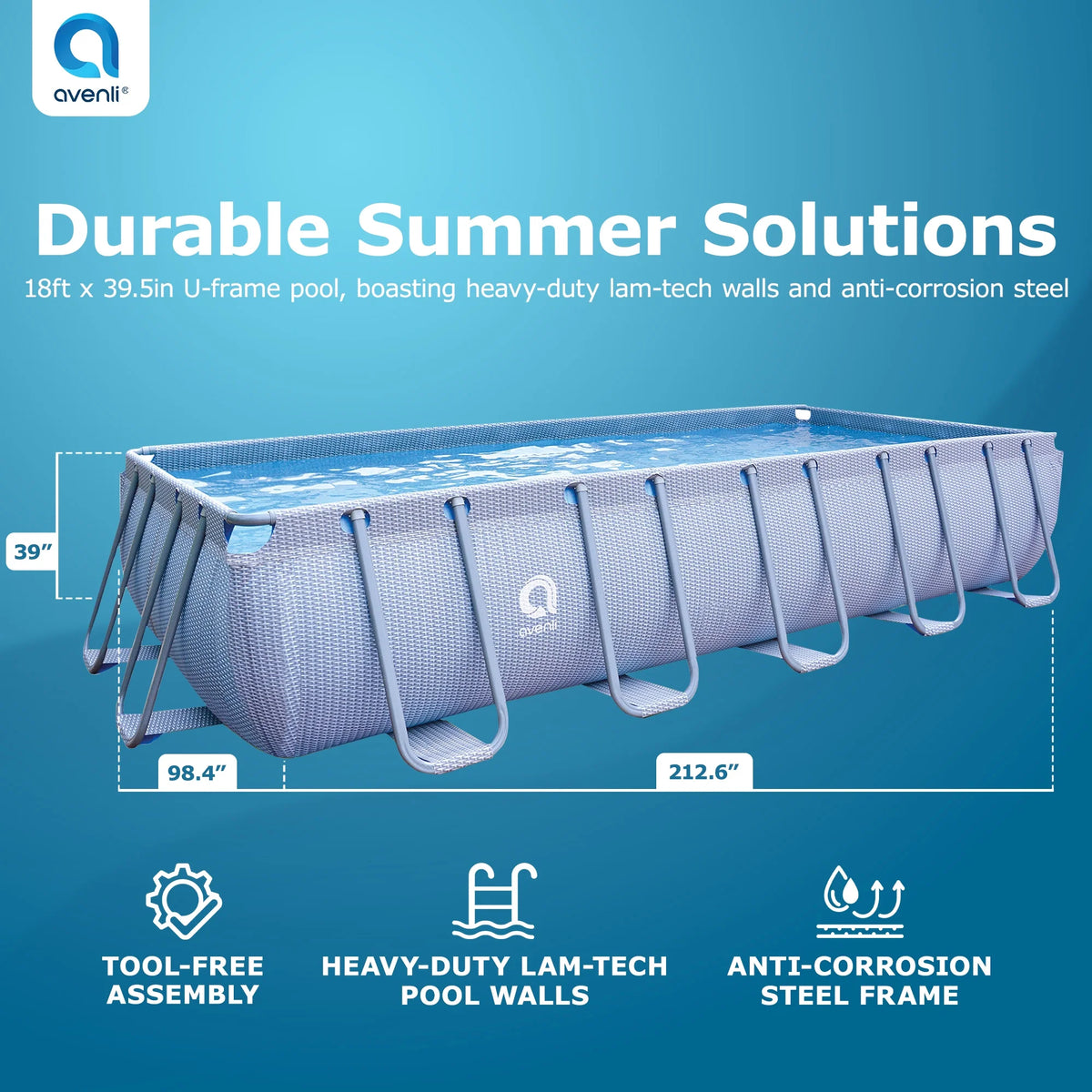 18 Foot x 39.5 Inch Rectangle Above Ground Swimming Pool C27690