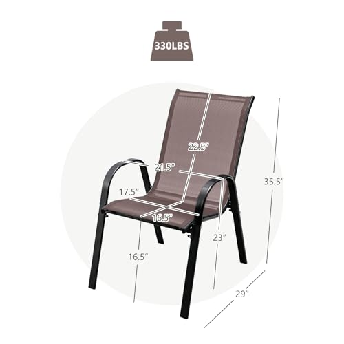Set of 4 Stackable Patio Dining Chairs with Armrests W636