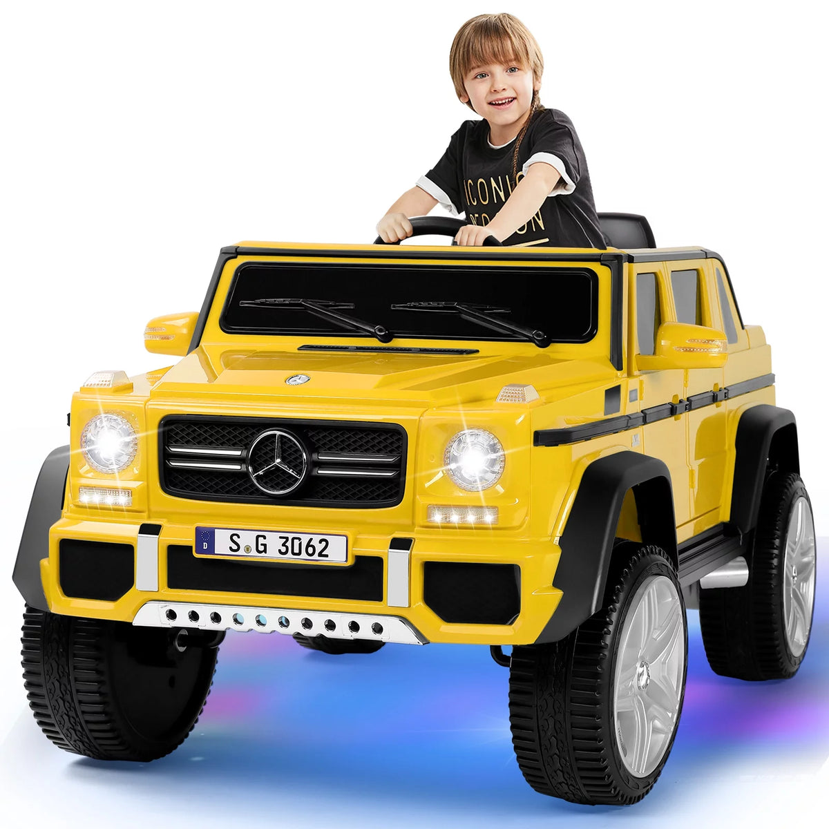 12V Kids Ride On Car with Remote Control, 3 Speeds, LED Lights, Bluetooth, Music (Pink) T522