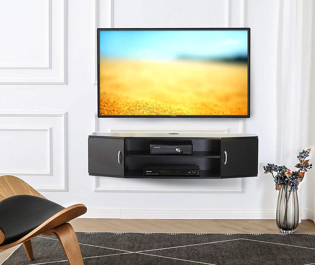 Black Wall Mounted Floating TV Stand C213