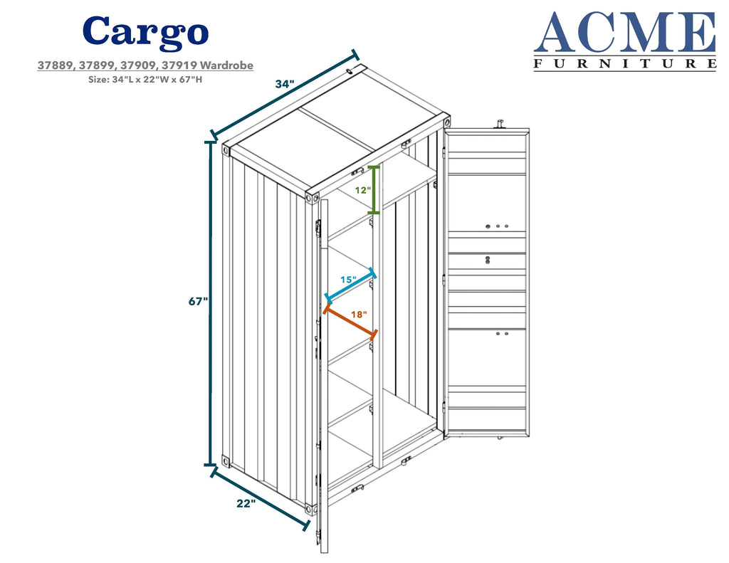 Cargo Wardrobe Double Door Red M312184