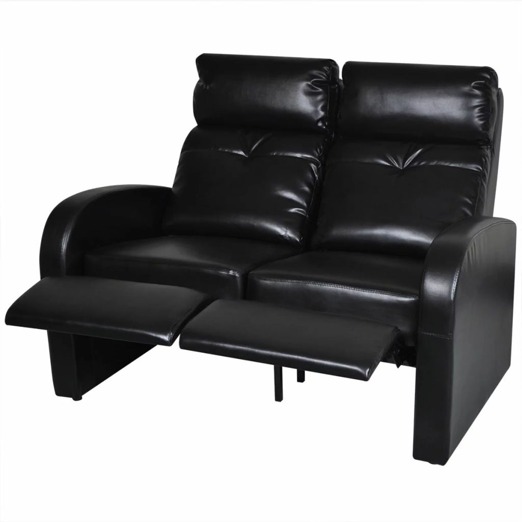 Black Faux Leather 2-Seater Recliner Sofa E6110