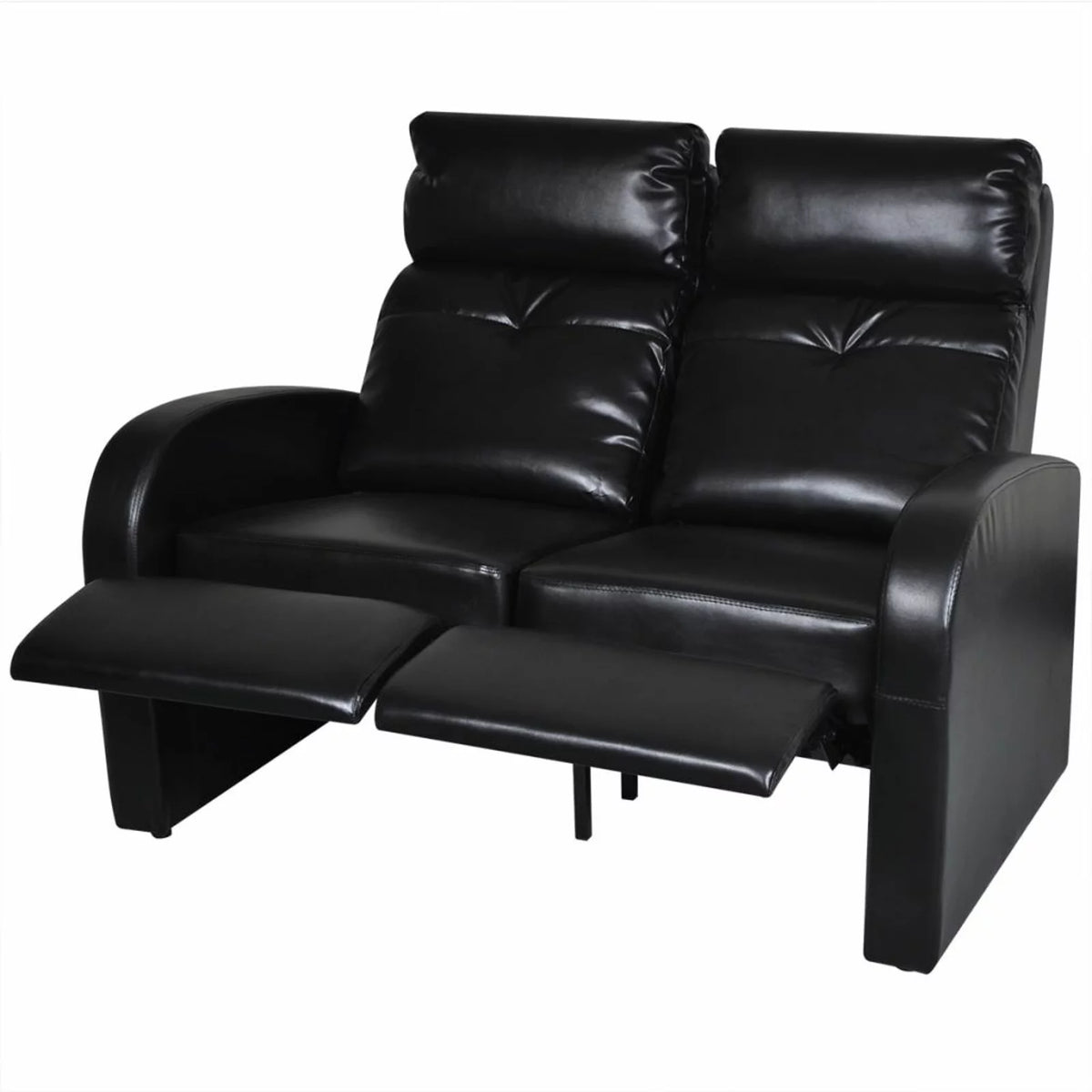 Black Faux Leather 2-Seater Recliner Sofa E6110