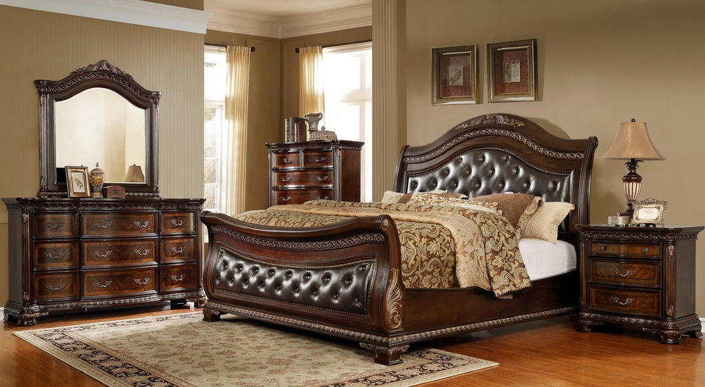 Cherry Cal King 5P Bedroom Set with Chest F605050