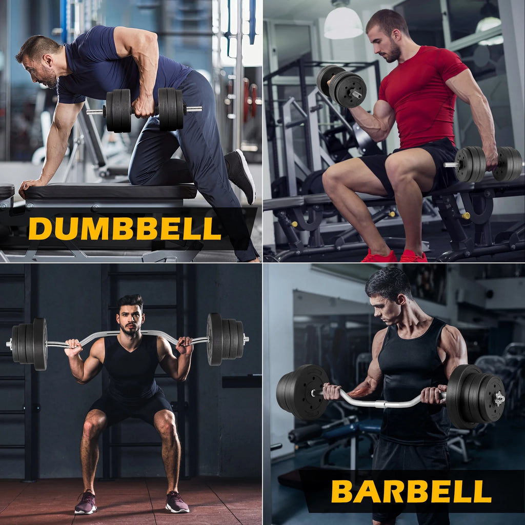 66LB 2 in 1 Olympic Adjustable Weight Set with Curl Bar O5585