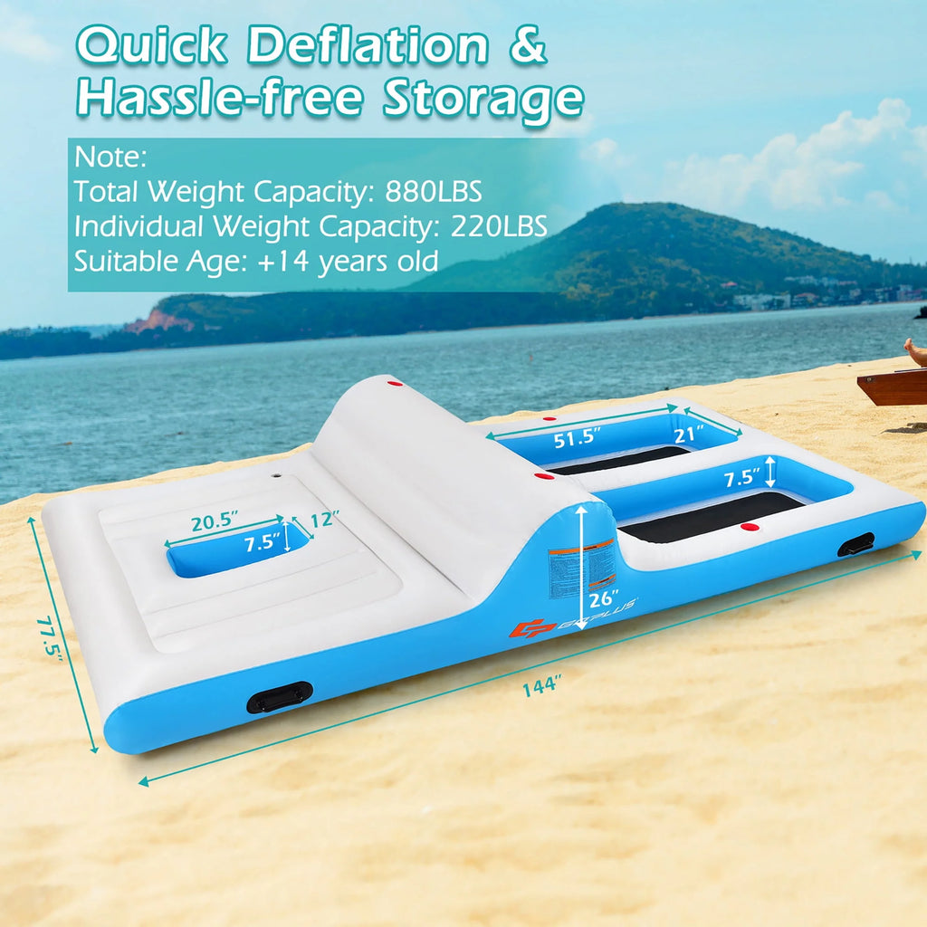 Inflatable Island Floating Lounge Raft with Electric Air Pump P241620