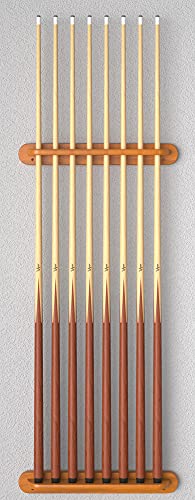 Solid Oak Wall Mounted Pool Cue Rack, Holds 8 Cues R4856