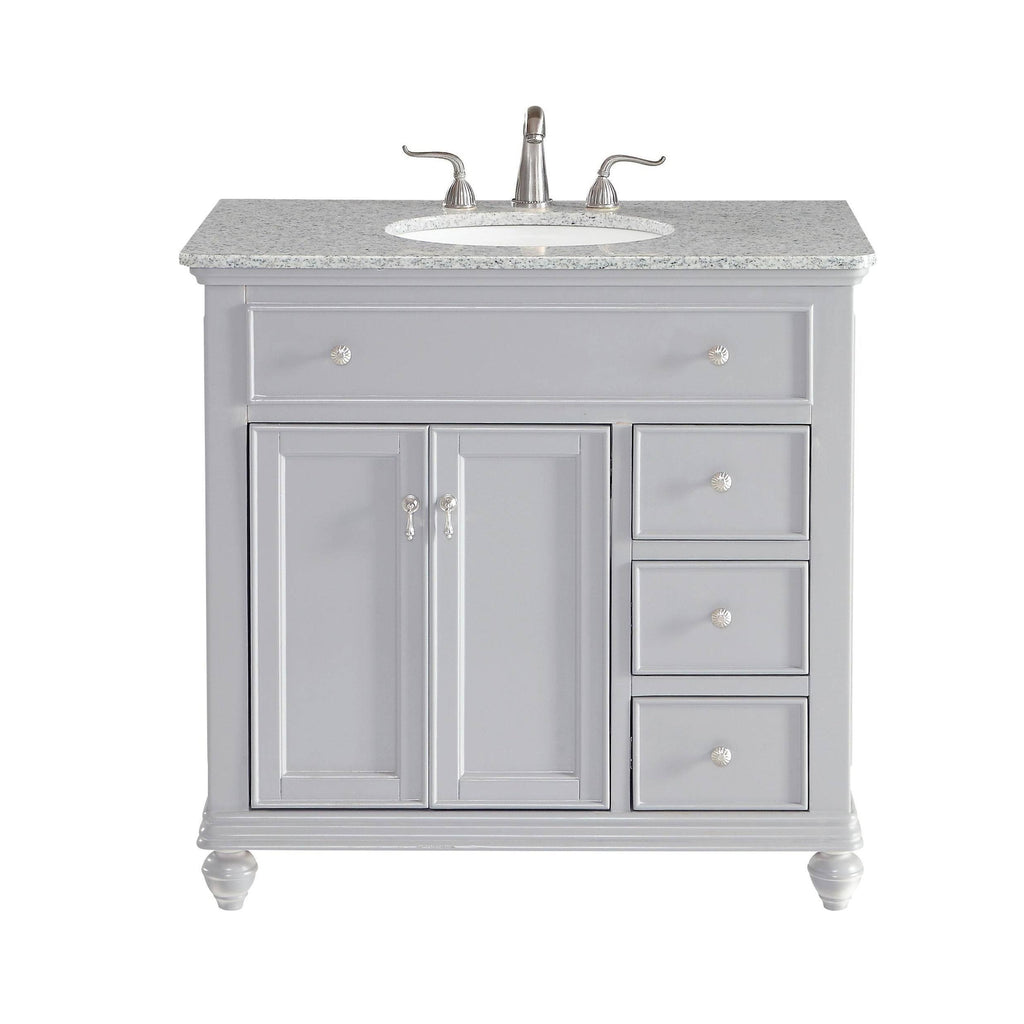 Grey 18 inch Bathroom Vanity Cabinet Set with Granite Top T2343