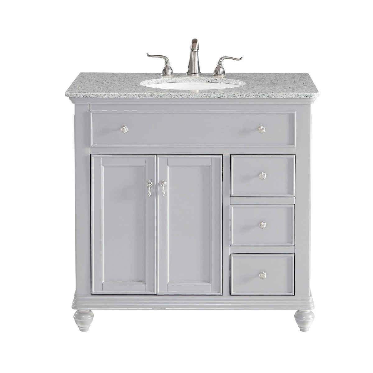 Grey 18 inch Bathroom Vanity Cabinet Set with Granite Top T2343