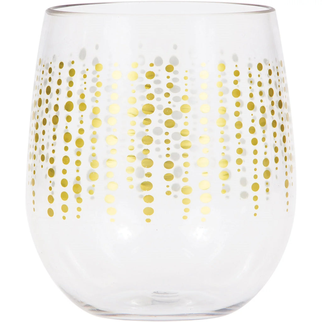 Pack of 6 Clear and Gold Stemless Wine Glasses B5742