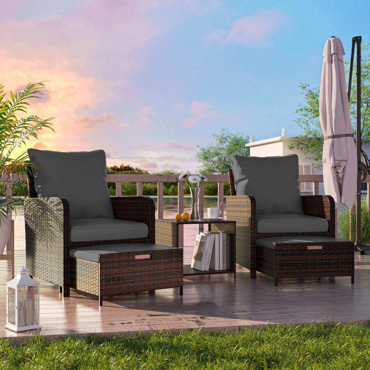 Khaki 5 Piece Patio Furniture Set O426