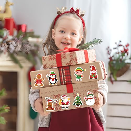 1200 Pcs Christmas Stickers Roll 1.5 Inch Self Adhesive 16 Designs H63349