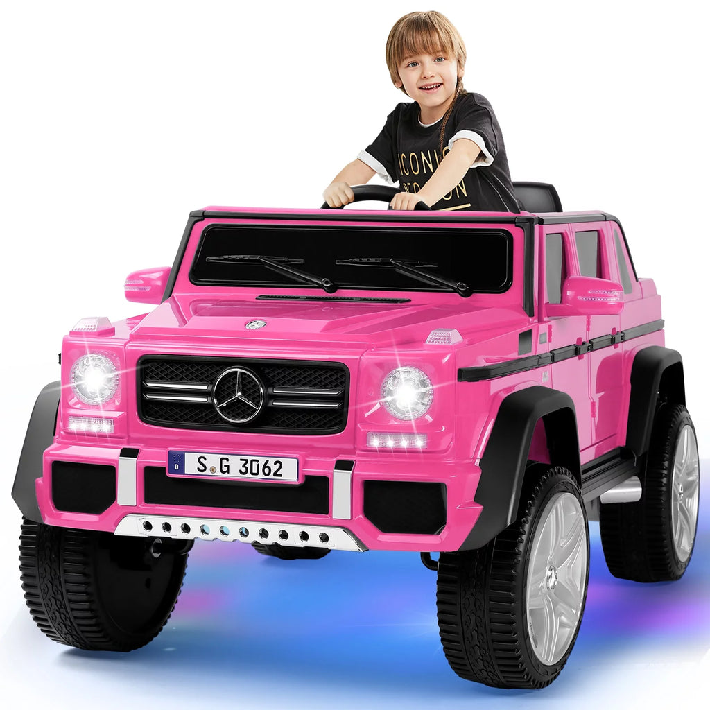 12V Kids Ride On Car with Remote Control, 3 Speeds, LED Lights, Bluetooth, Music (Pink) T522