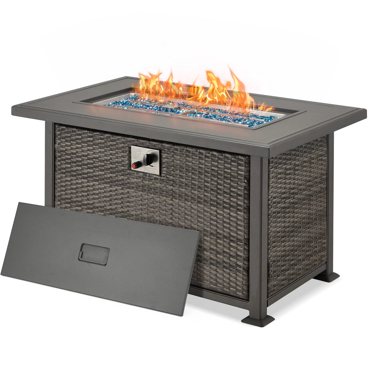 44" Propane Fire Pit Table with 2 Hidden Side Hooks, Dark Gray A368