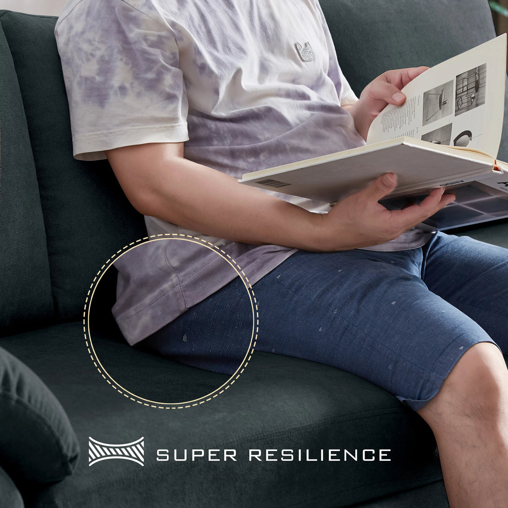 Modern Fabric L-Shaped Sectional Sofa with Ottoman F9262