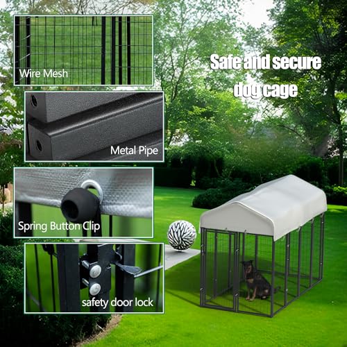 Large Heavy Duty Dog Kennel with Roof 8'x4'x6' N3599