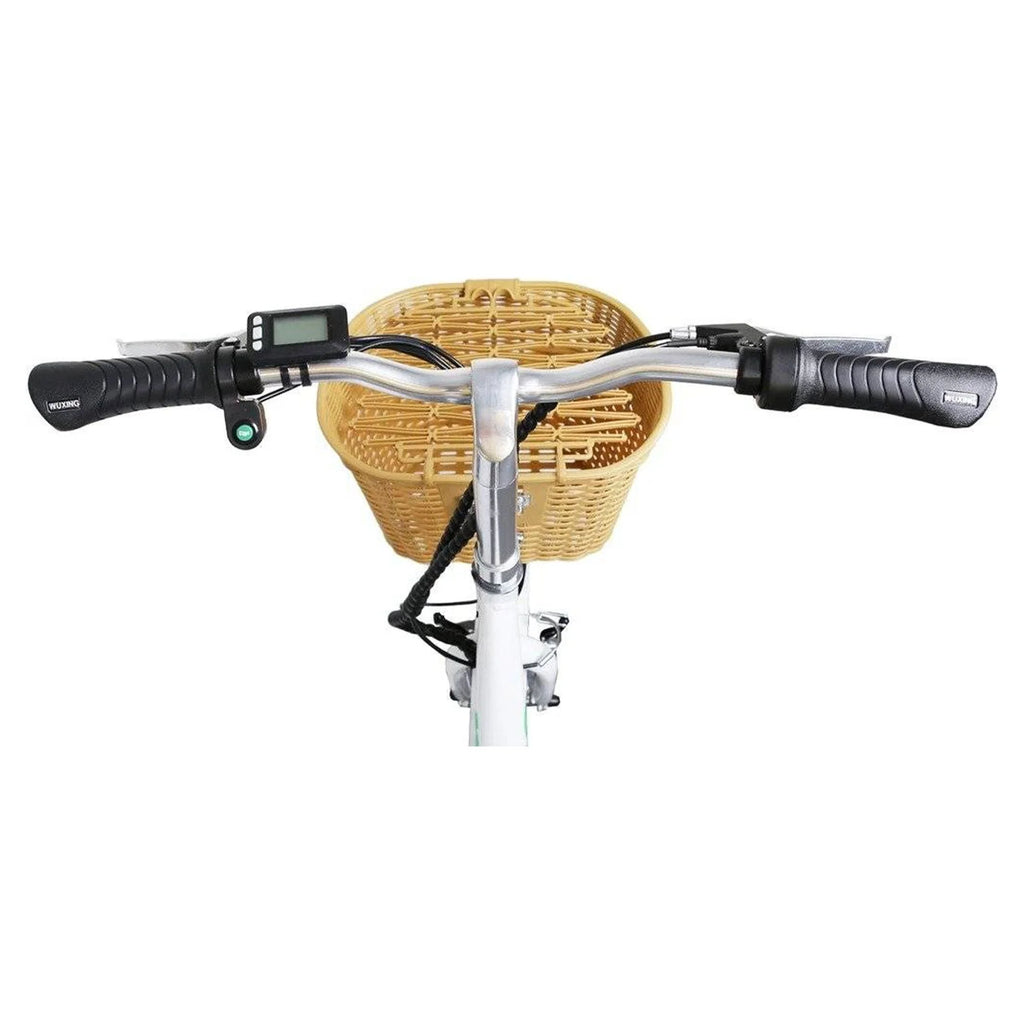 White 22in Electric Bike with Basket & LCD Screen T282195