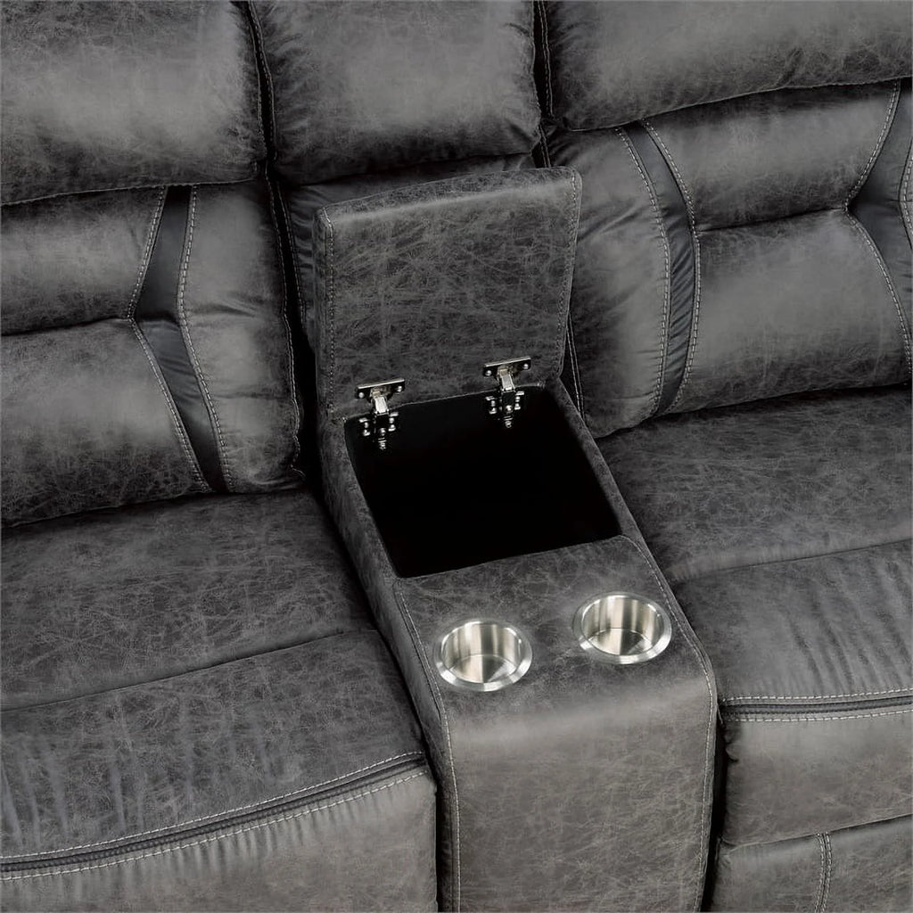 Gray Microfiber 2-Piece Reclining Sofa Set C882
