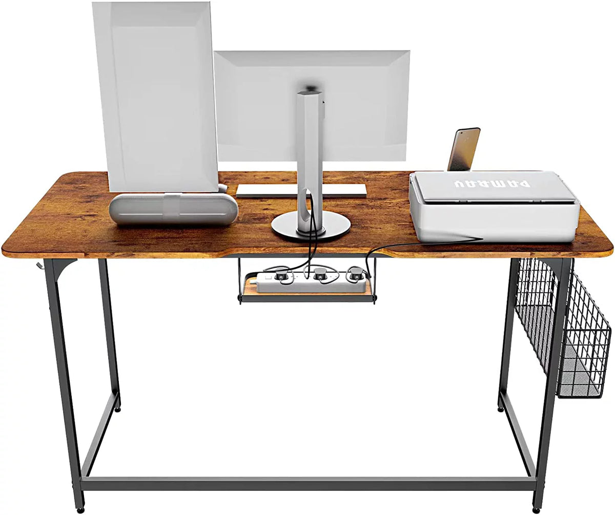 40 inch Computer Desk with Outlet USB Charging Port Brown Q600225