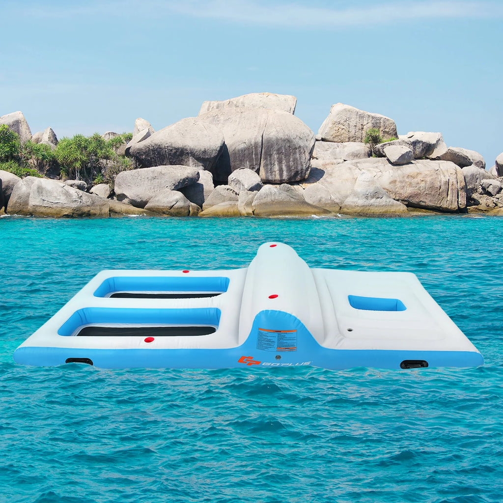 Inflatable Island Floating Lounge Raft with Electric Air Pump P241620