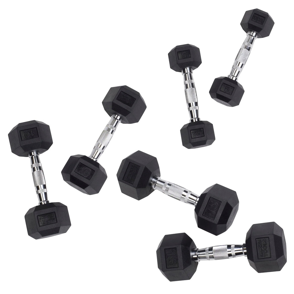 60 lbs. Rubber Hex Dumbbell Set A618