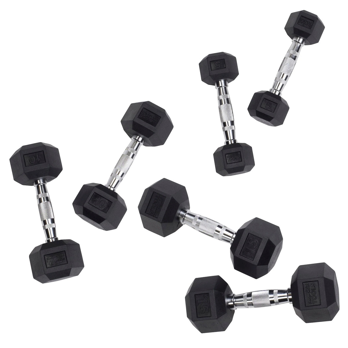 60 lbs. Rubber Hex Dumbbell Set A618