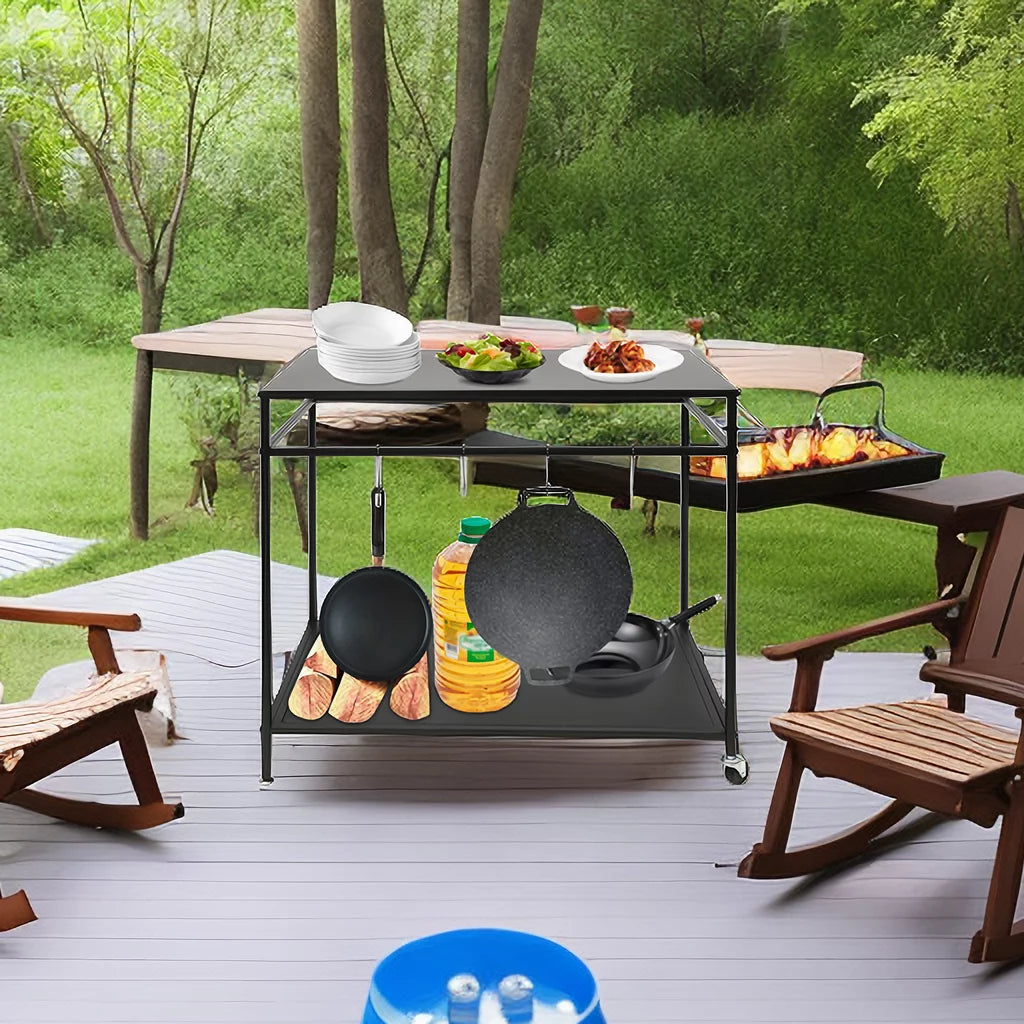 Outdoor Grill Cart with Storage and Spice Rack T81596
